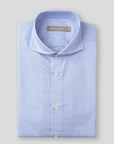 Cut Away Fine Oxford Shirt - Blue & White Dogtooth