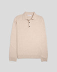 Stickad Långärmad Polo - Beige