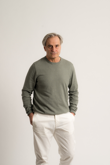 Cotton Cashmere Crewneck - Olive Green