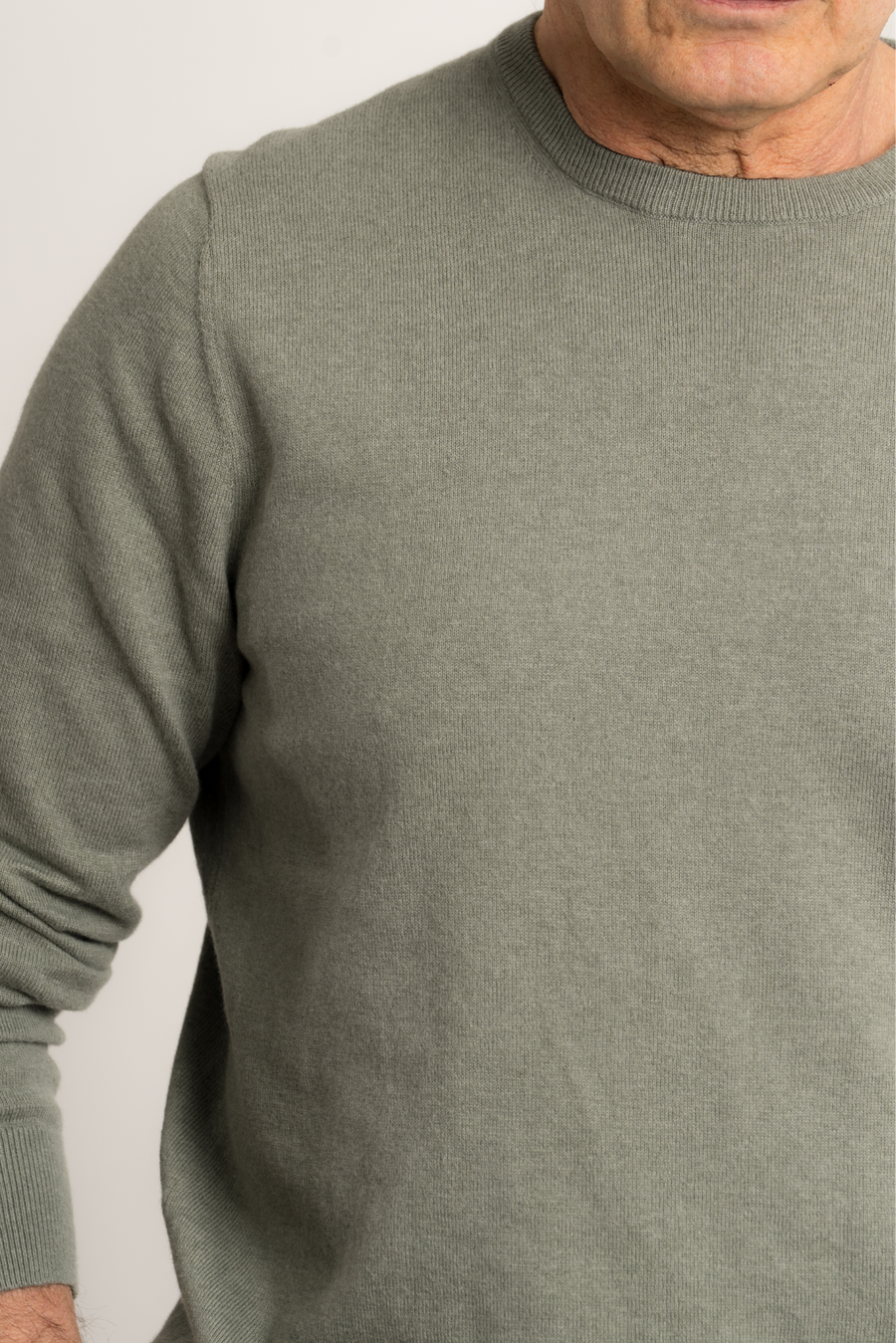 Cotton Cashmere Crewneck - Olive Green