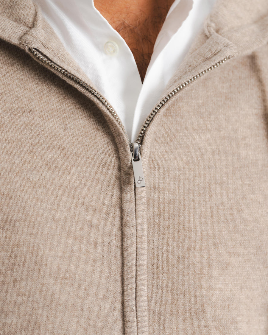 Royal Cashmere Zip Hoodie - Taupe