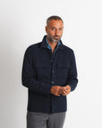 Knitted Shirt Jacket - Navy