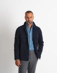 Knitted Shirt Jacket - Navy