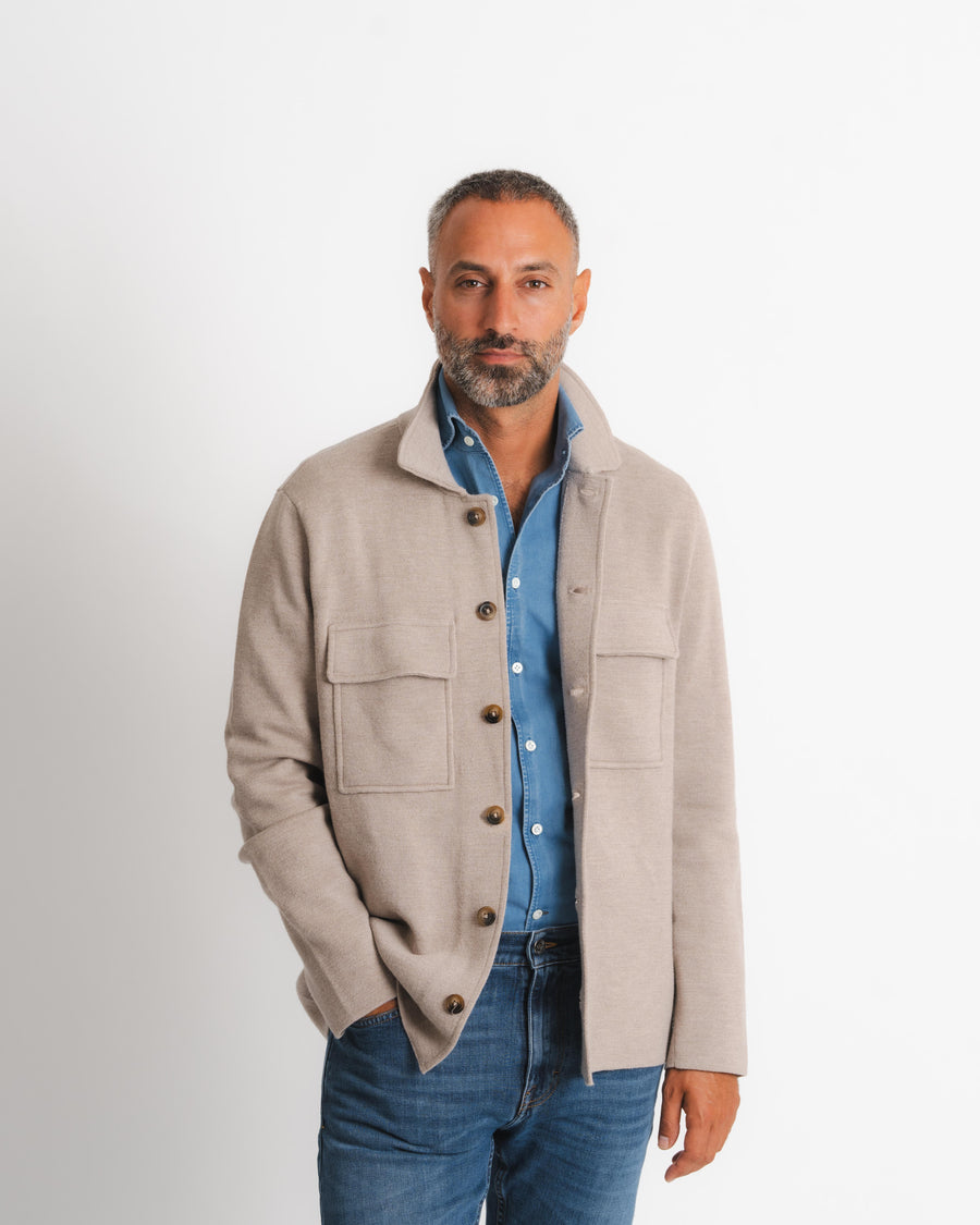 Stickad Overshirt - Taupe