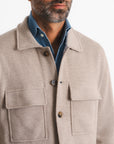 Knitted Shirt Jacket - Taupe