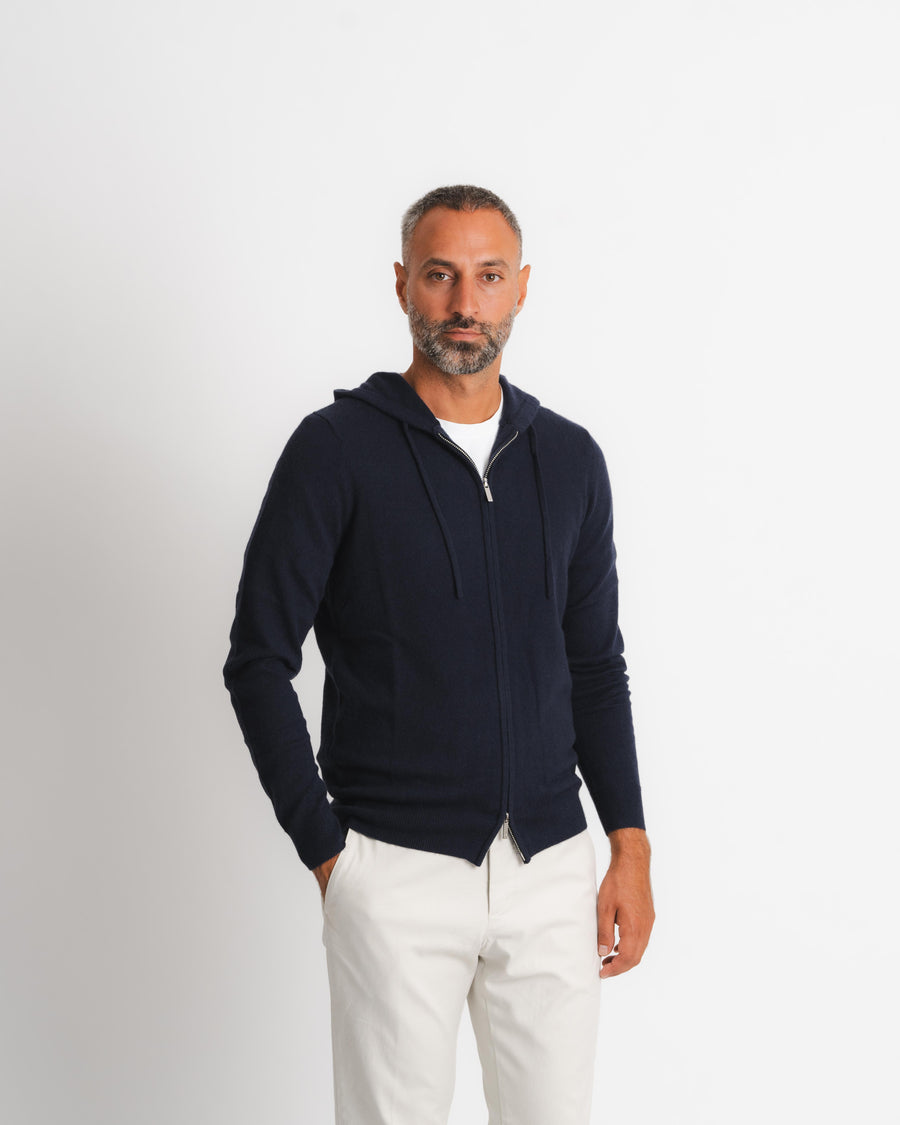 Royal Cashmere Zip Hoodie - Navy