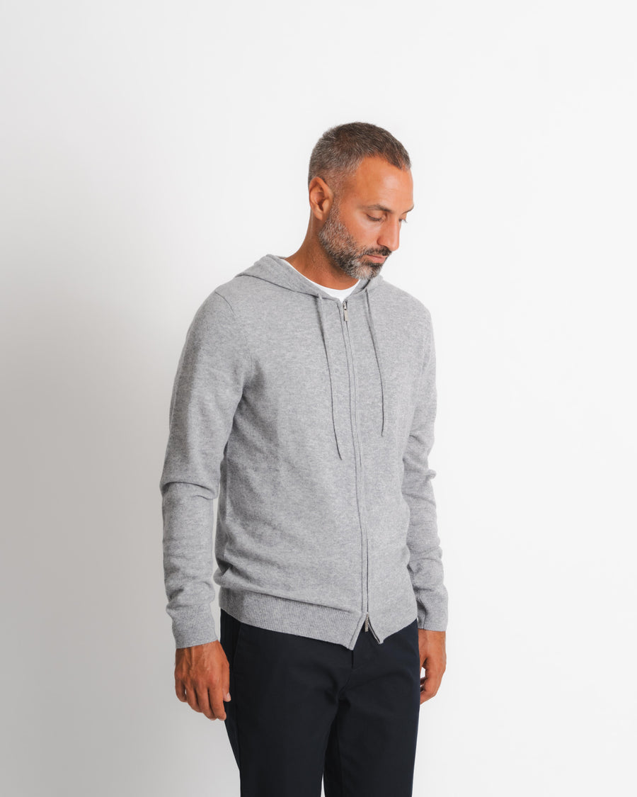 Royal Cashmere Zip Hoodie - Grey