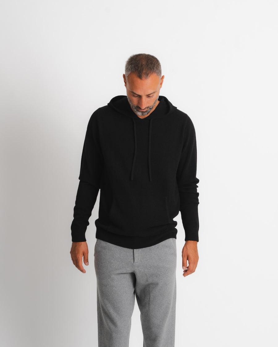 Merino Kashmir Hoodie - Svart