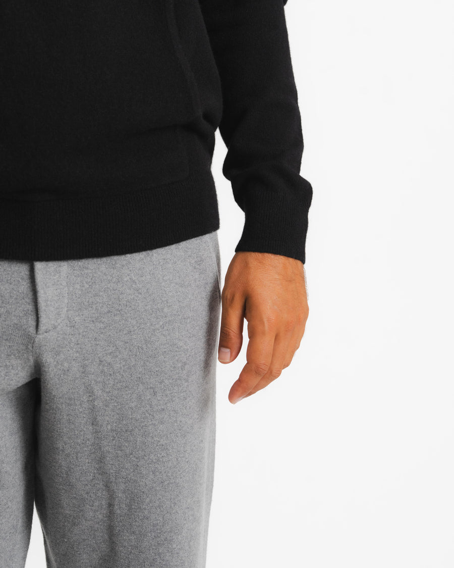 Merino Cashmere Hoodie - Black