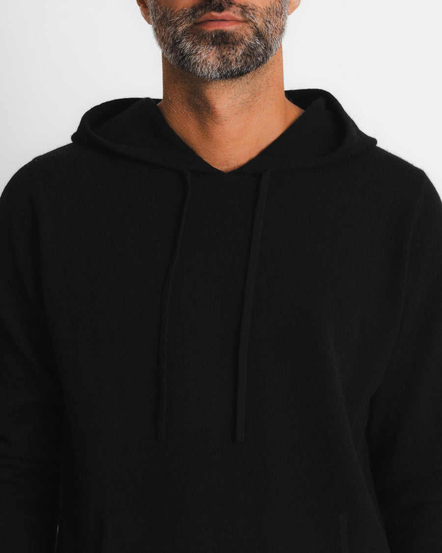 Merino Cashmere Hoodie - Black