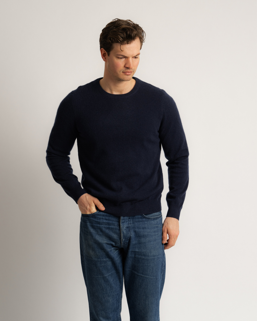 O-Neck Cashmere Sweater - Navy