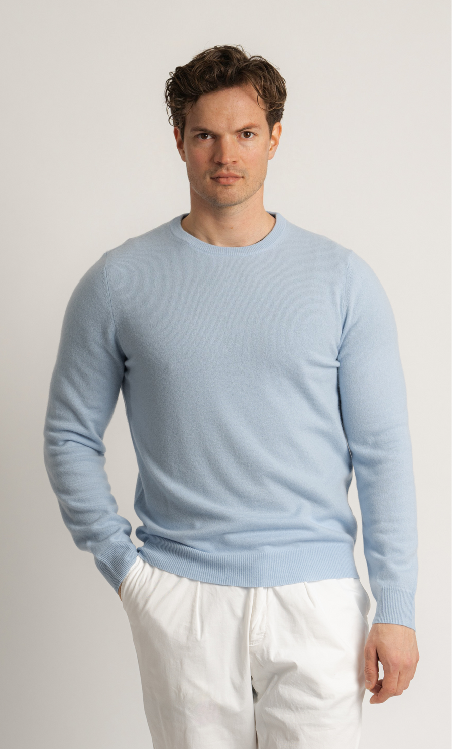 O-Neck Cashmere Sweater - Azure Blue