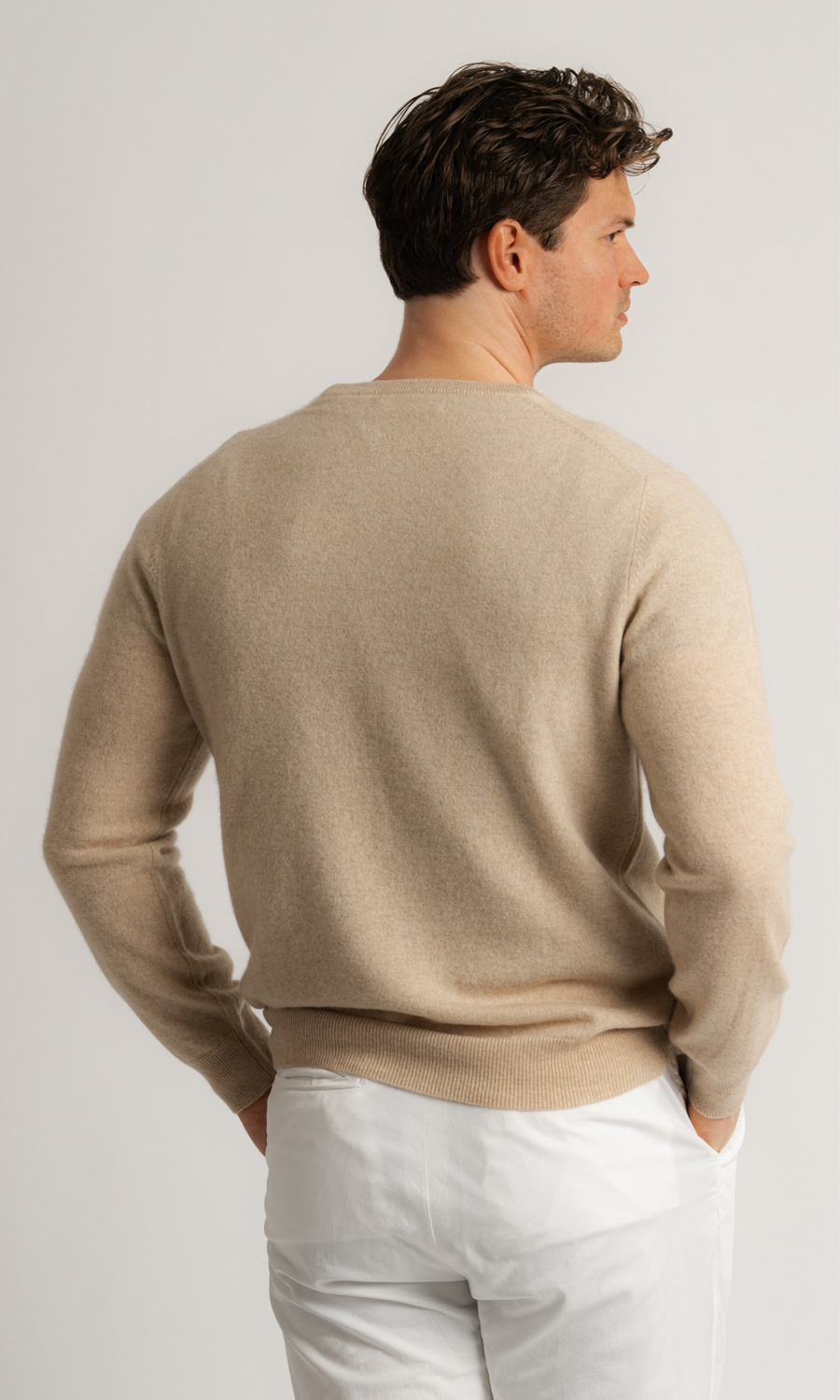 O-Neck Cashmere Sweater - Beige