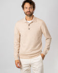 Stickad Långärmad Polo - Beige