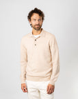 Stickad Långärmad Polo - Beige