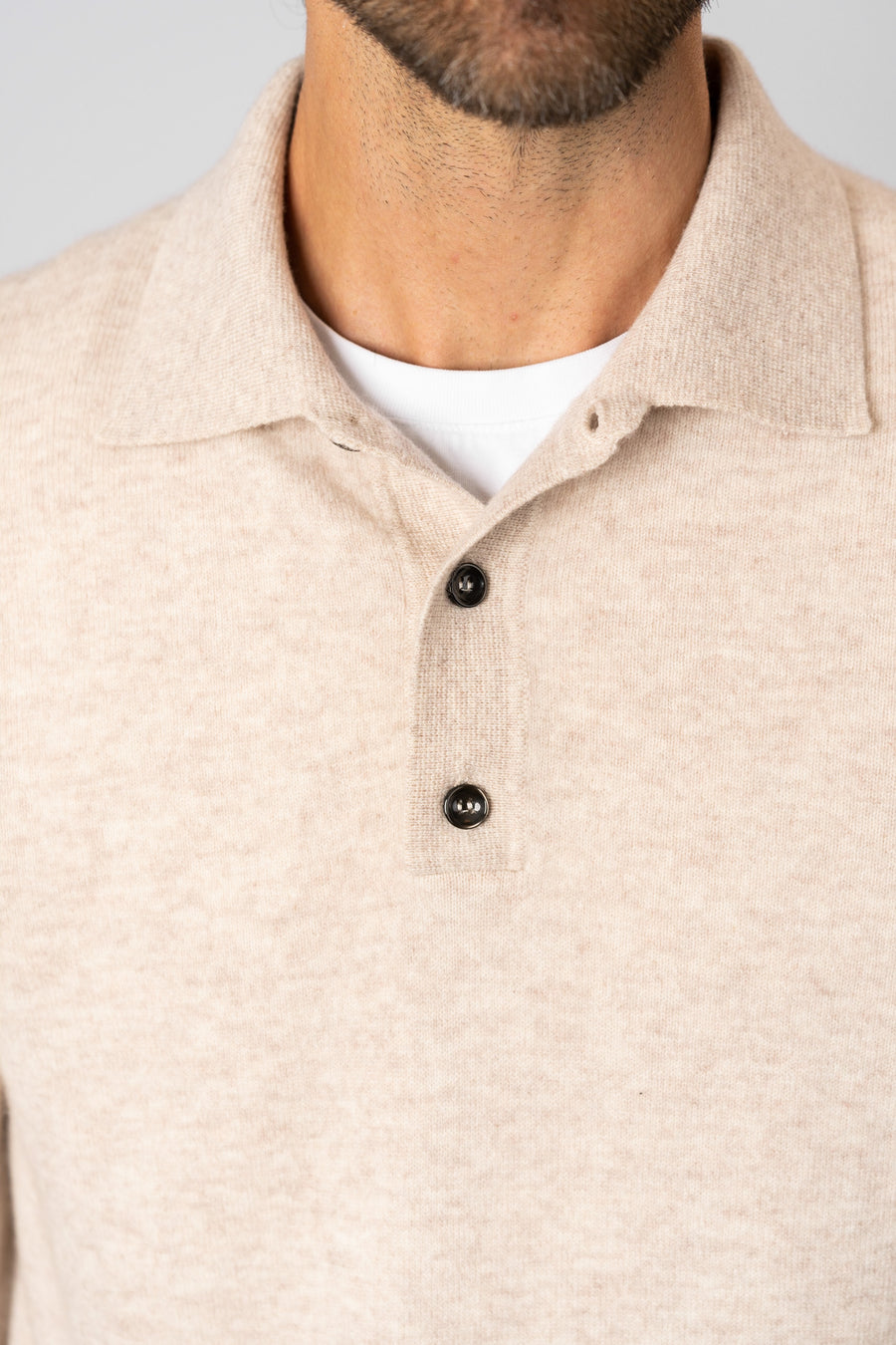 Polo Shirt Sweater - Beige