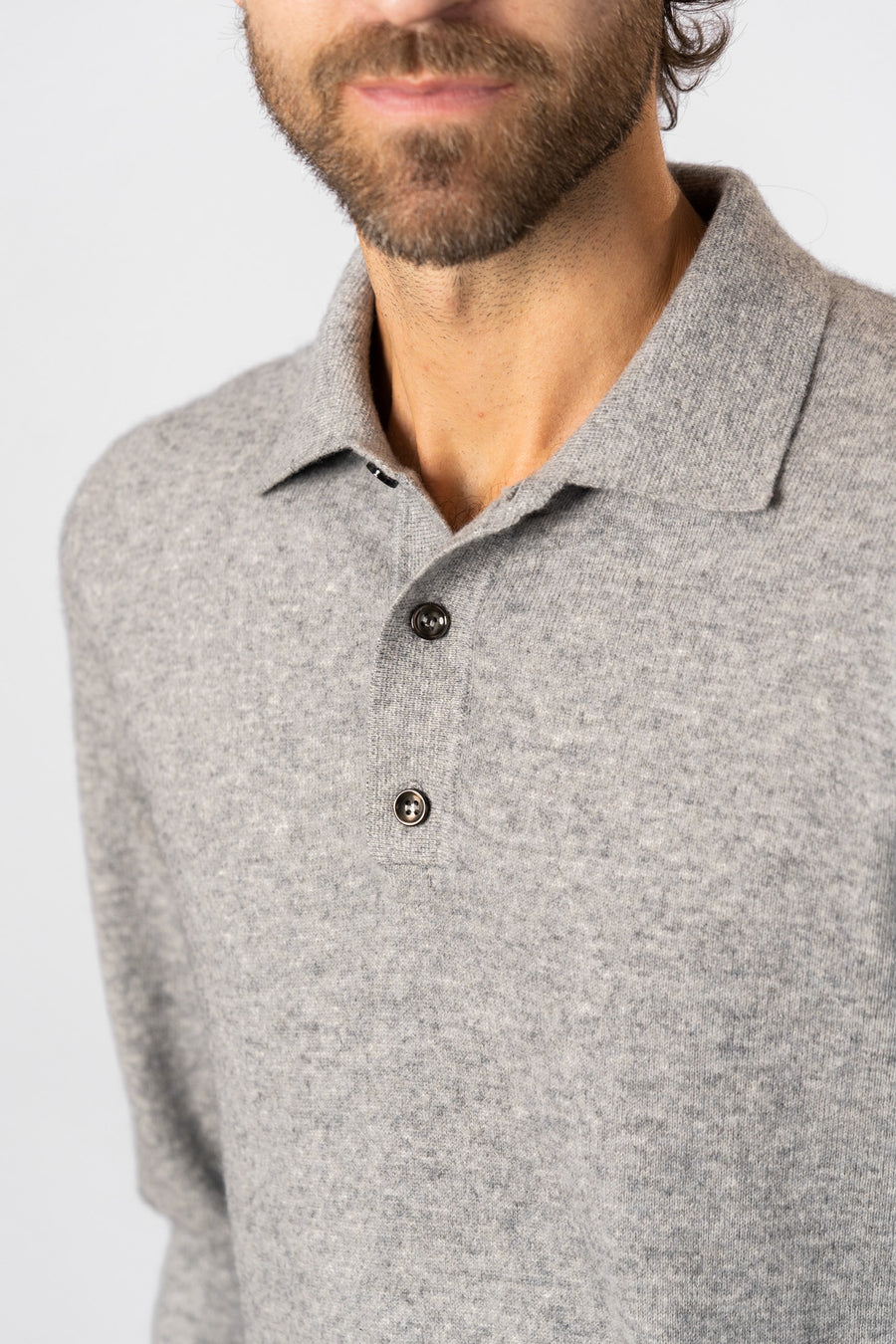 Polo Shirt Sweater - Grey