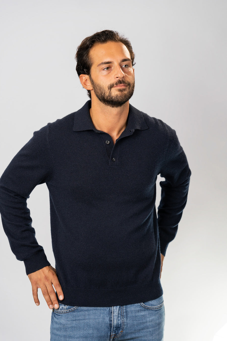 Polo Shirt Sweater - Navy