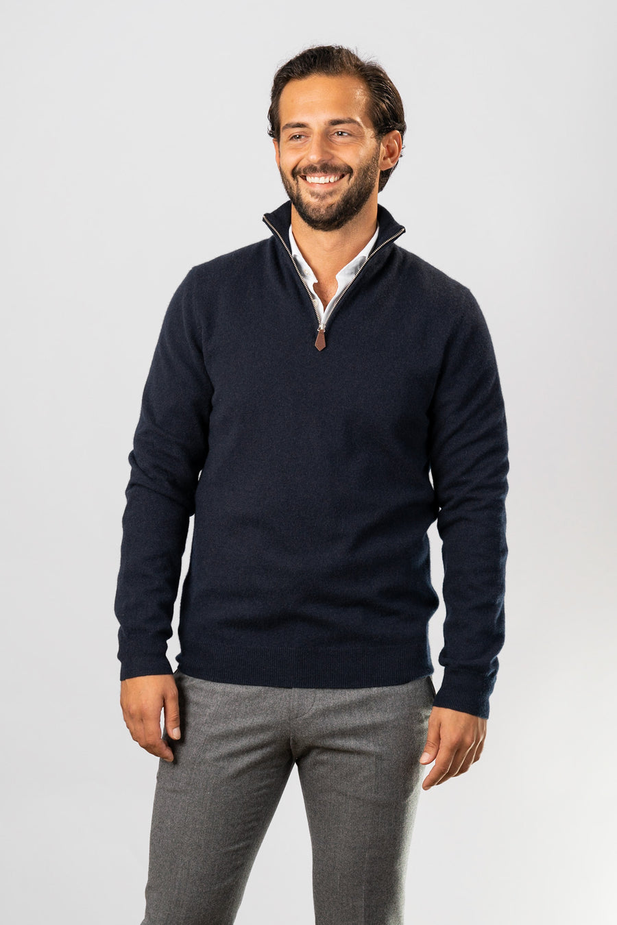 Half Zip Cashmere Sweater - Navy