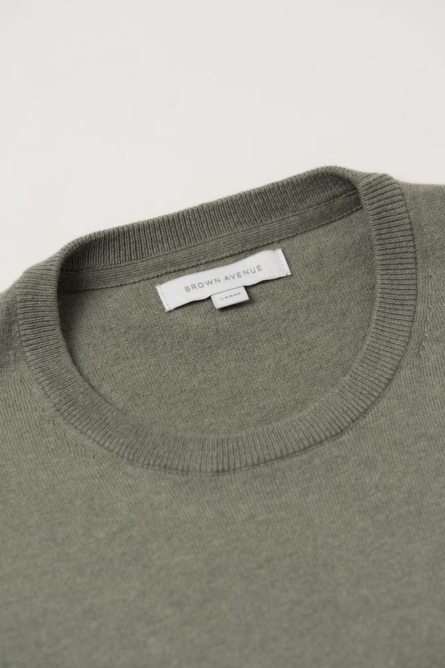 Cotton Cashmere Crewneck - Olive Green