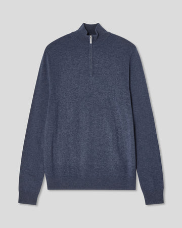 Merino Cashmere Half zip - Denim Blue