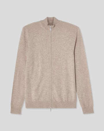 Full Zip Cashmere Cardigan - Taupe