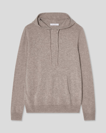 Hoodie i merino-kashmir - Taupe