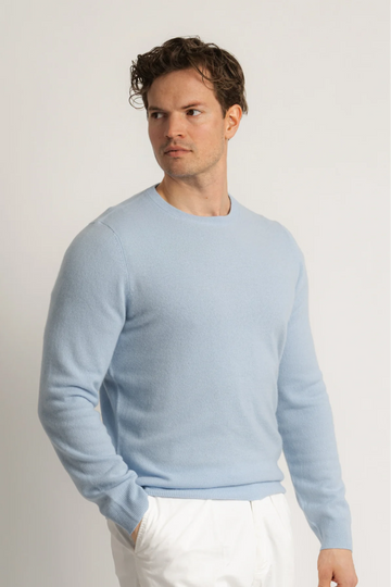 O-Neck Cashmere Sweater - Azure Blue