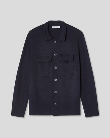 Knitted Shirt Jacket - Navy