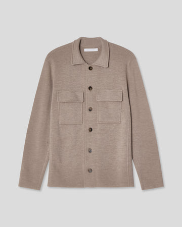 Knitted Shirt Jacket - Taupe