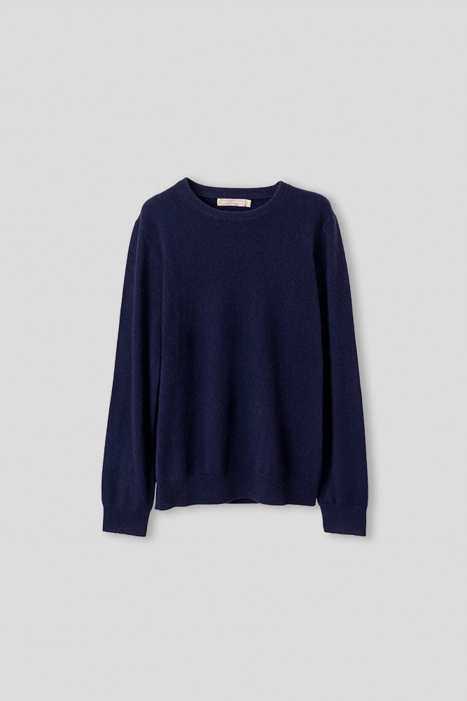 O-Neck Cashmere Sweater - Navy